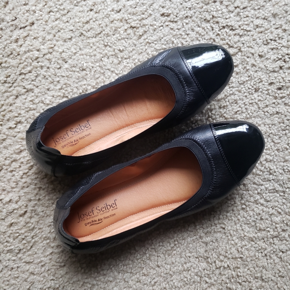 Josef Seibel Cap Toe Leather Ballet Flats Size 10